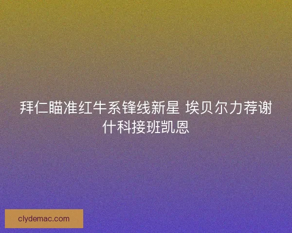 拜仁瞄准红牛系锋线新星 埃贝尔力荐谢什科接班凯恩
