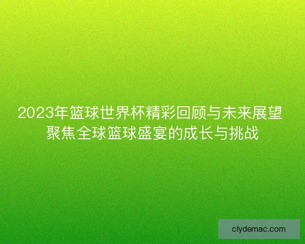2023年篮球世界杯精彩回顾与未来展望 聚焦全球篮球盛宴的成长与挑战