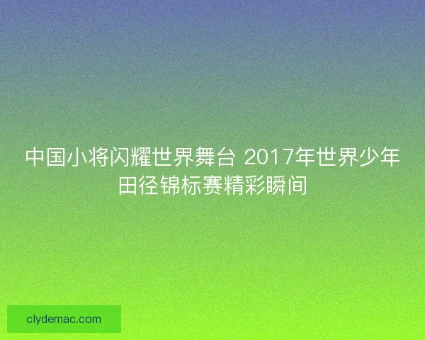 中国小将闪耀世界舞台 2017年世界少年田径锦标赛精彩瞬间