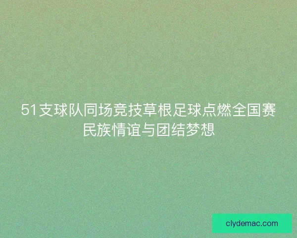 51支球队同场竞技草根足球点燃全国赛民族情谊与团结梦想