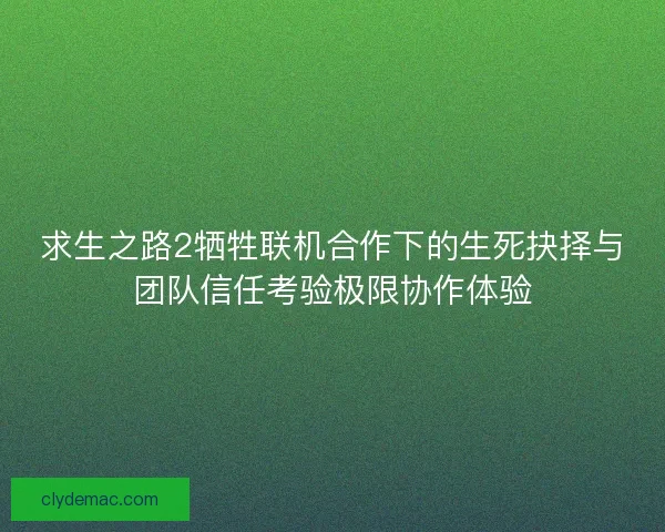 求生之路2牺牲联机合作下的生死抉择与团队信任考验极限协作体验