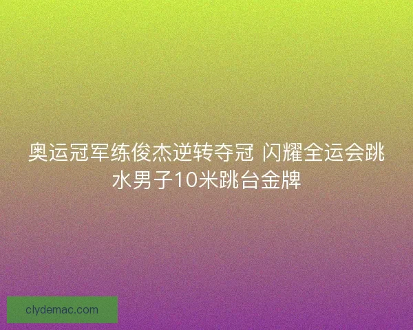 奥运冠军练俊杰逆转夺冠 闪耀全运会跳水男子10米跳台金牌