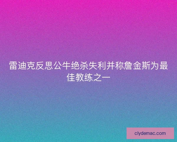 雷迪克反思公牛绝杀失利并称詹金斯为最佳教练之一